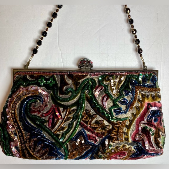 Y2K LARISA BARRERA Couture Evening Jeweled Sequin Beaded Handbag NWT - Picture 4 of 11